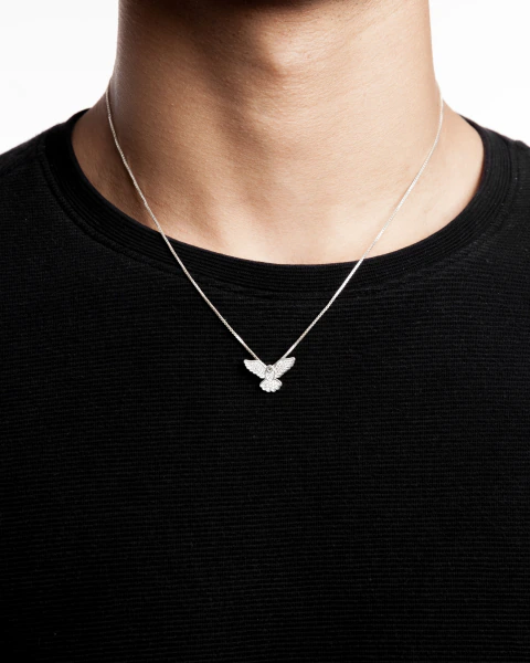 Corrente Veneziana 1mm + Pingente Espirito Santo Cravejado - Prata 925 Legítima