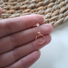 Argollita Solitaria Acero Rosé - tienda online