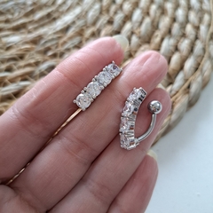 Piercing Ombligo 4 strass Acero