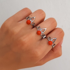 Anillo Hindú Piedra Roja Acero
