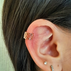 Earcuff Tramado Acero Rosé