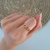 Anillo Corazones Acero Dorado