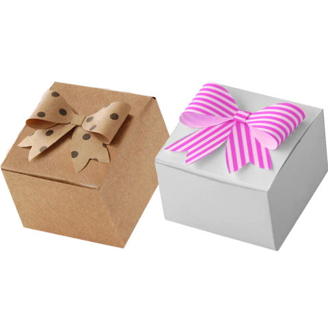 25 Caixas Brancas/Kraft com Laço 7x7x5cm (CX021) - comprar online