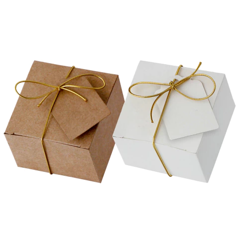 25 Caixas Brancas/Kraft com TAGs 7x7x5cm (CX021) - comprar online