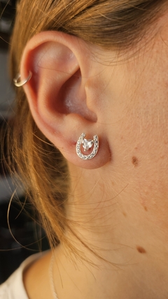 Aros plata 925 herradura con corazon - buy online