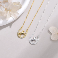 Collar plata 925 herradura con caballo