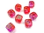 Chessex - Gemini Translucent - 12mm d6 - Red-Violet/gold (36 Dice) - comprar online