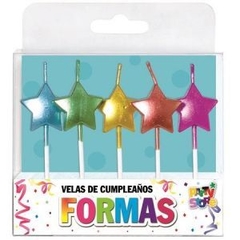Vela Formas - SET ESTRELLAS METALIZADAS x 5 piezas