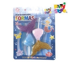 Vela Formas Cola de Sirena Glitter x 2un
