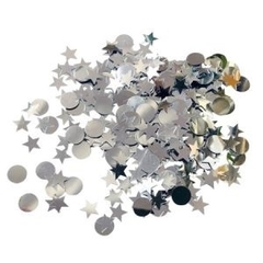 Confetti CIRCULOS Y ESTRELLAS PLATEADOS