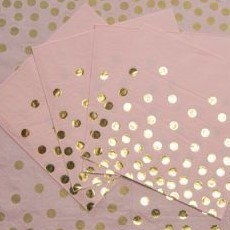 Servilleta de Papel Rosa Lunares Dorados X 12 Unidades