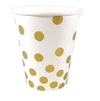 Vaso Polipapel Blanco Lunares Dorados x 6 unidades