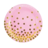 Plato Polipapel 17cm Rosa Lunares Dorados x 6 unidades