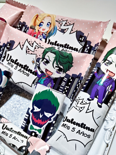 Golosinas Personalizadas para 10 chicos "Harley Quinn y Joker"