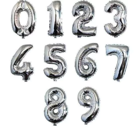 Globo Numero Plateado 16' (40cm)