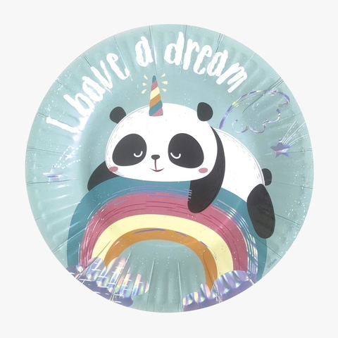 Plato Polipapel 17cm Panda x 6 unidades