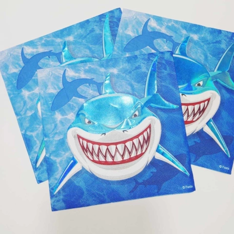 Servilleta de Papel Tiburon Hografico X 12 Unidades