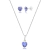 CONJUNTO CORAÇÃO ZIRCÔNIA LILÁS 6 MM