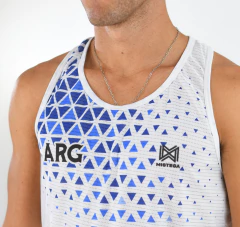 Musculosa Abierta Argentina Blanca Hombre - Mistega