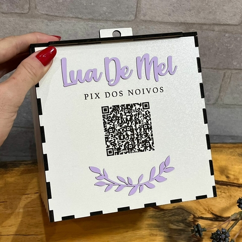 URNA PIX DOS NOIVOS LUA DE MEL LILAS