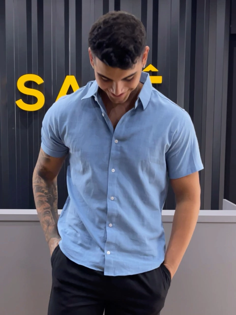 CAMISA DE BOTÃO LINHO - INFINITY BLUE - comprar online