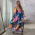 Vestido longo tecido viscolinho estampa floral colorida - Helô - loja online