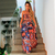 Vestido longo com fendas nas cintura estampa azul - Isa - Tenqte - Loja de Roupas Femininas Online