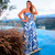 Vestido longo com fendas nas cintura estampa azulejo português - Isa - comprar online