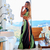 Vestido longo com fenda lateral e acabamento de fivela em madeira - Laís - loja online