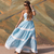 Vestido longo em tecido viscolinho bicolor - Maiara - comprar online