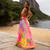 Vestido longo fenda na cintura e decote no tecido fluity - Mariana - loja online