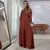 BZ_1_Vestido longo de mangas longas tecido sensorial e cinto - Rafaelle -Marrom - comprar online