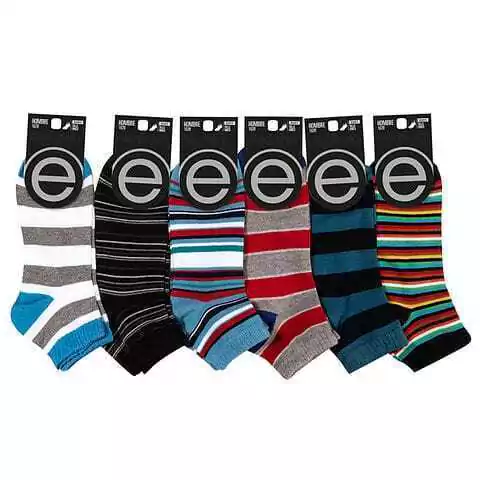 ELEMENTO 102R-SOQUETES DE HOMBRE RAYADOS. TALON Y PUNTERA REFORZADOS. X DOCENA