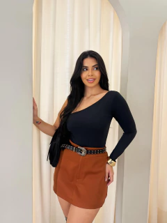 Shortsaia Alfaiataria Marrom Gabi - Donna Fashionista - AmoDF