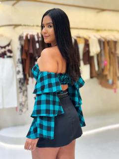 Cropped Xadrez Verde/Preto Taci na internet