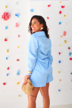 Conjunto Blusa Short Azul Olívia