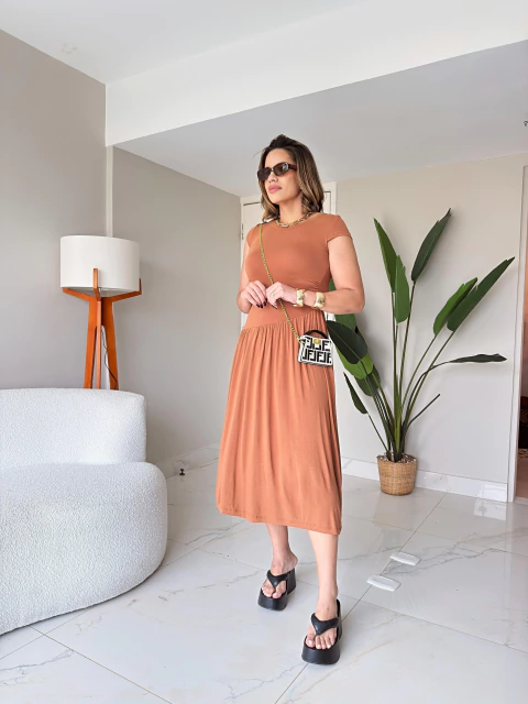 Vestido Longo Marrom Mariana - comprar online