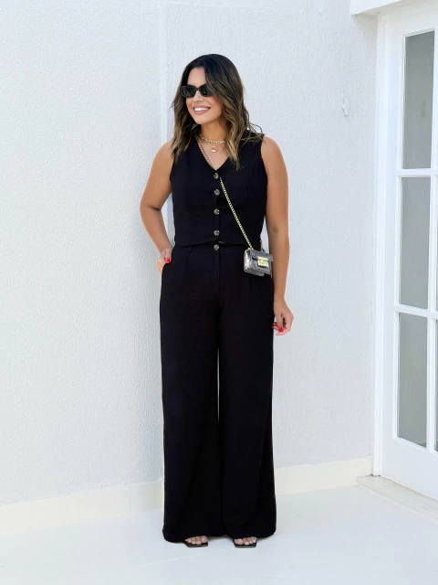 Conjunto Calça Colete Preto Olívia - comprar online