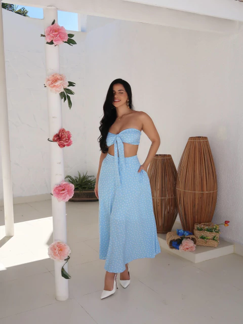 Conjunto Cropped Saia Azul Alice - comprar online