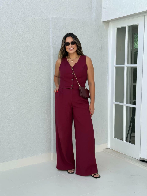 Conjunto Calça Colete Wine Olívia - comprar online