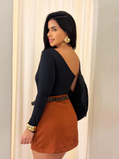 Imagem do Shortsaia Alfaiataria Marrom Gabi