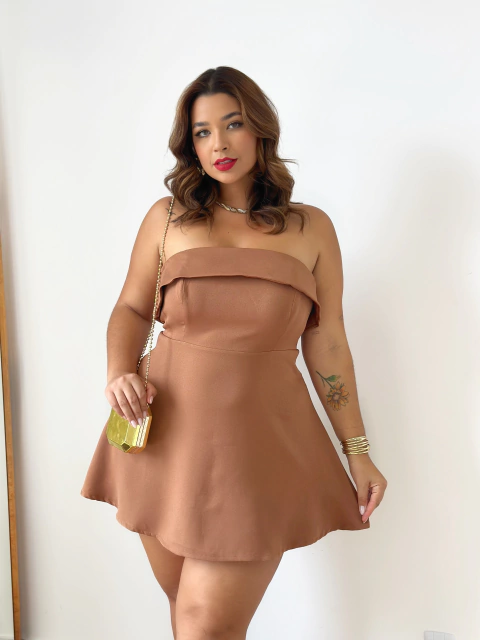 Vestido Sem Alça Marrom Luana