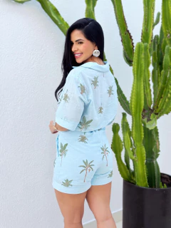 Conjunto Camisa Short Azul Malibu na internet