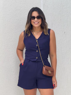Conjunto Short Colete Azul Isadora - loja online