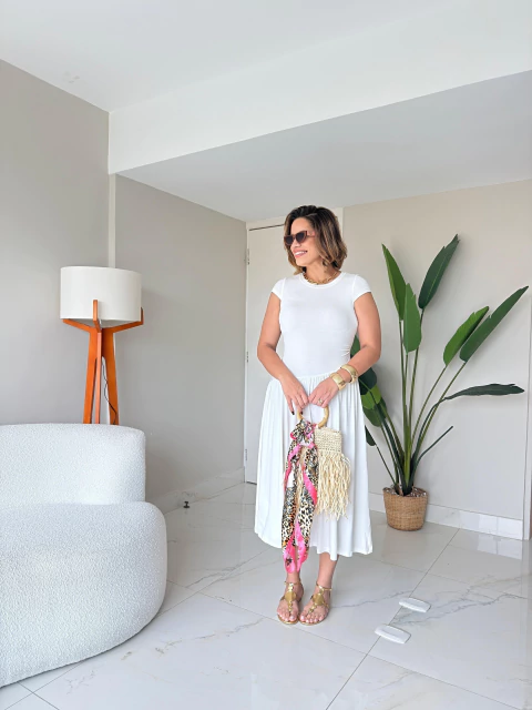 Vestido Longo Off White Mariana - comprar online