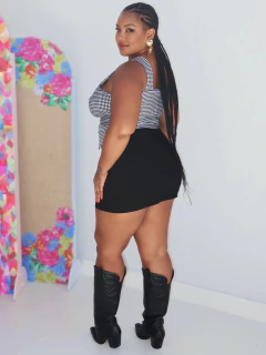 Imagem do Cropped Quadriculado Preto Laís