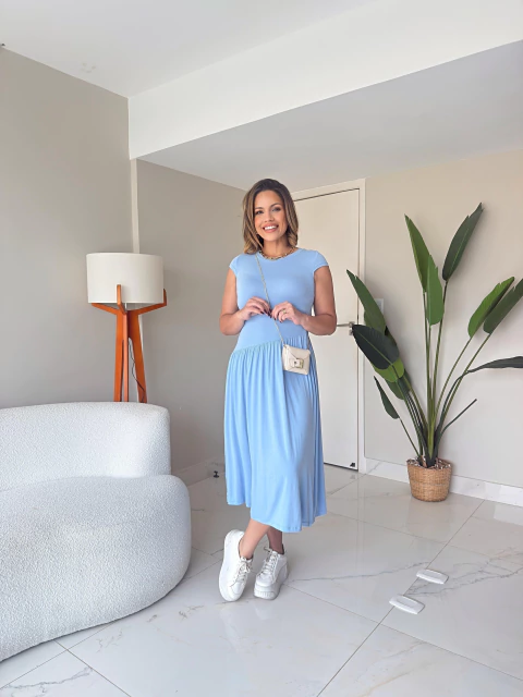 Vestido Longo Azul Mariana - comprar online