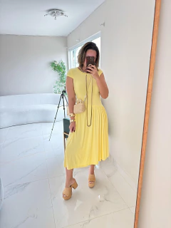 Vestido Longo Amarelo Mariana na internet