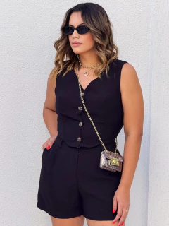Conjunto Short Colete Preto Isadora - loja online
