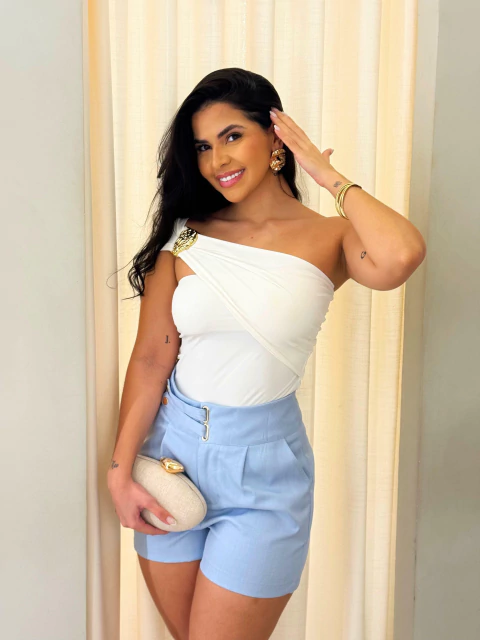 Short Fivela Azul Cléo - comprar online